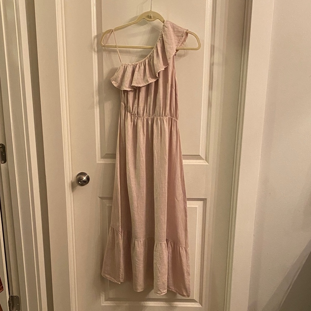 Asymmetrical Ruffle Pink Dress